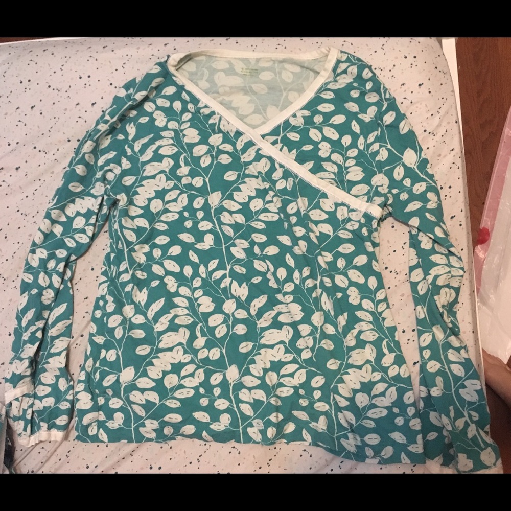 Garnet Hill Leaf Print Pajama Set size L